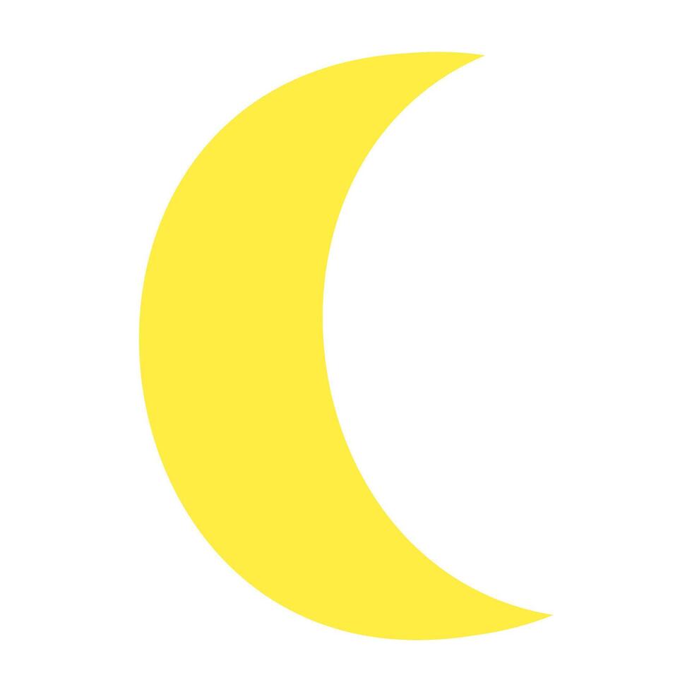 Yellow crescent moon against white background vector