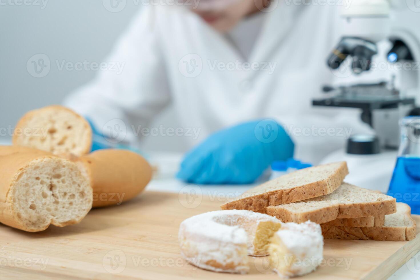Scientist check chemical and fungus in laboratory. Control experts inspect the concentration of chemical residues. hazards, standard, prohibited substances Microbiologist photo
