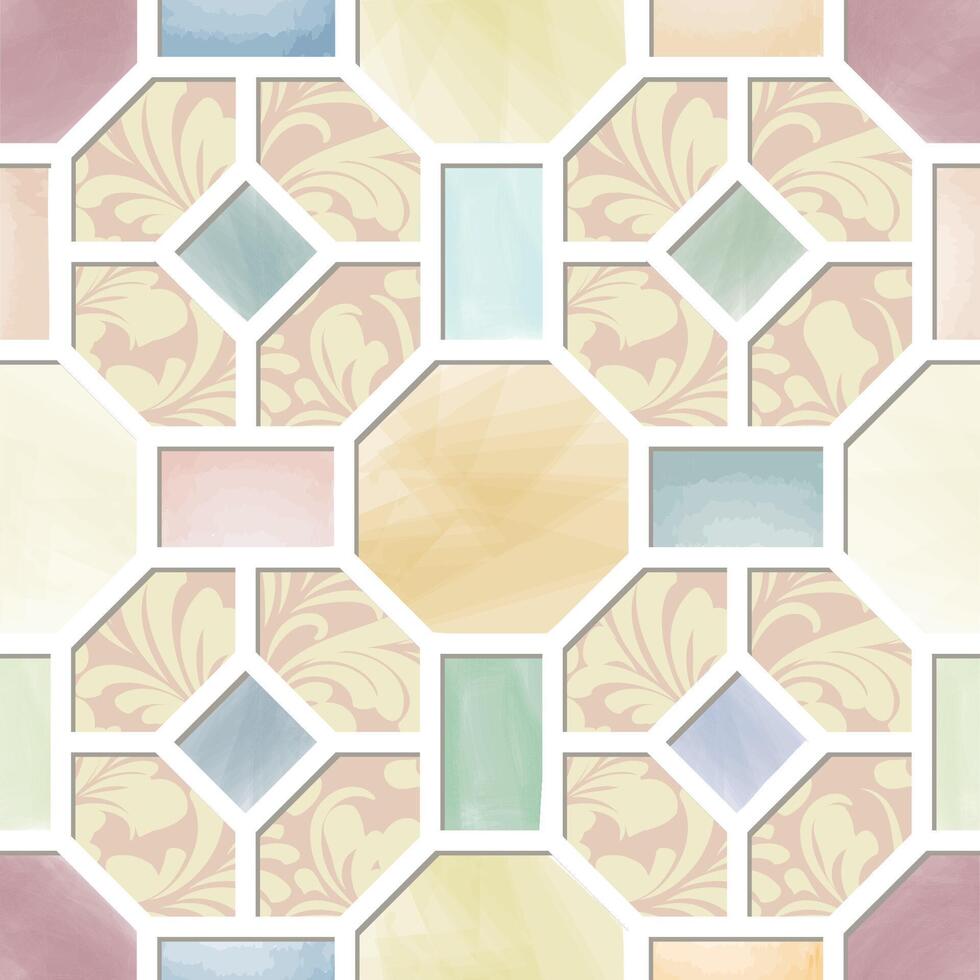 Abstract arabesque seamless pattern. Artistic line with geometric shapes. Linear floral ornamental texture vector