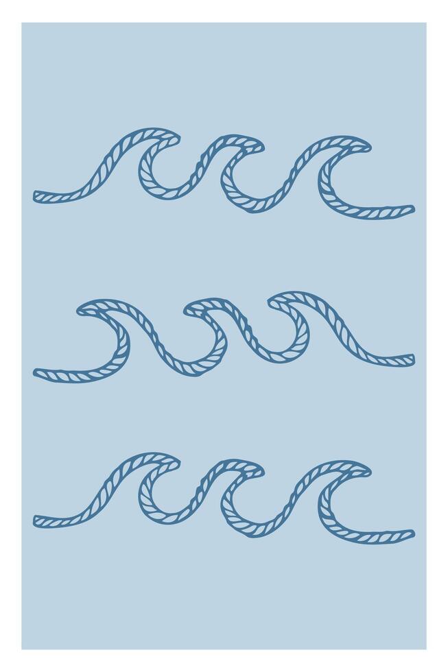Coastal cowgirl illustration, line art featuring intricate wave patterns and nautical elements showcasing a blend of western and coastal themes vector