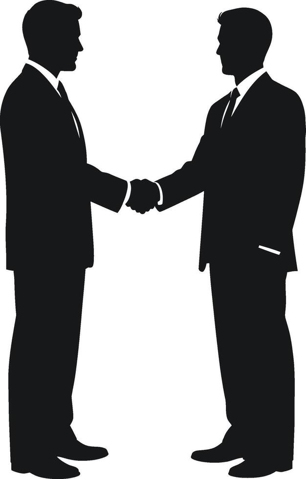 Businessmen Handshake Silhouette - Partnership and Deal Concept vector