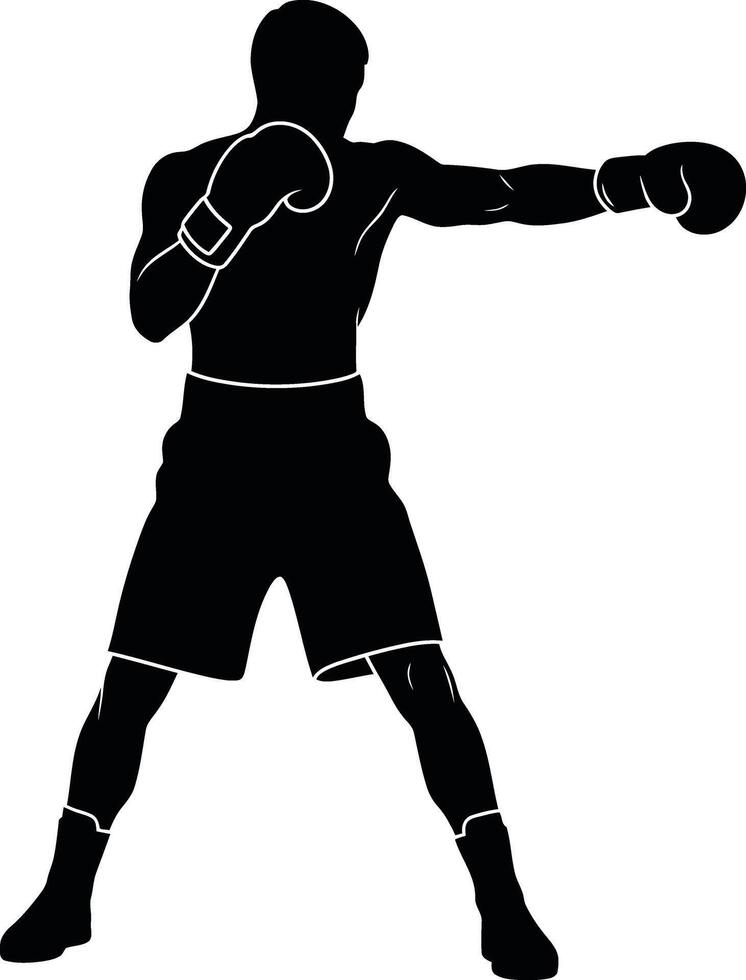 Boxer Punching Silhouette - Combat Sport Training vector