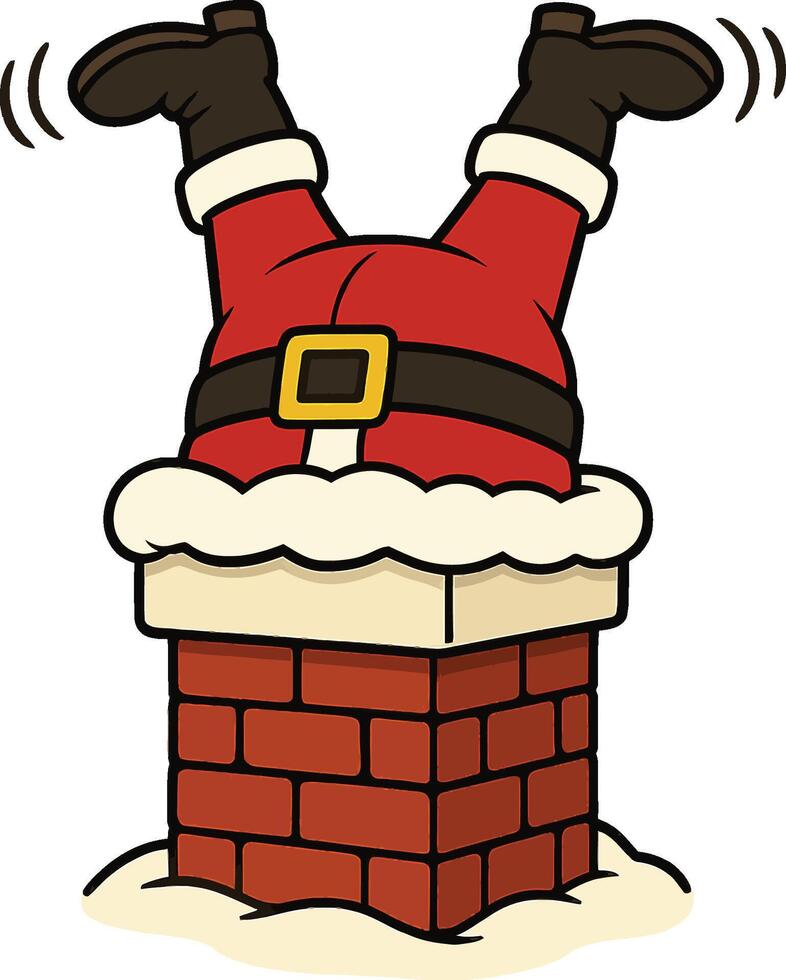 Funny Santa Claus Stuck in Chimney Clipart vector