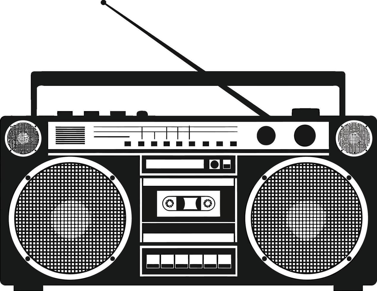A Retro Boombox Cassette Player - An Old Music Device Concept vector