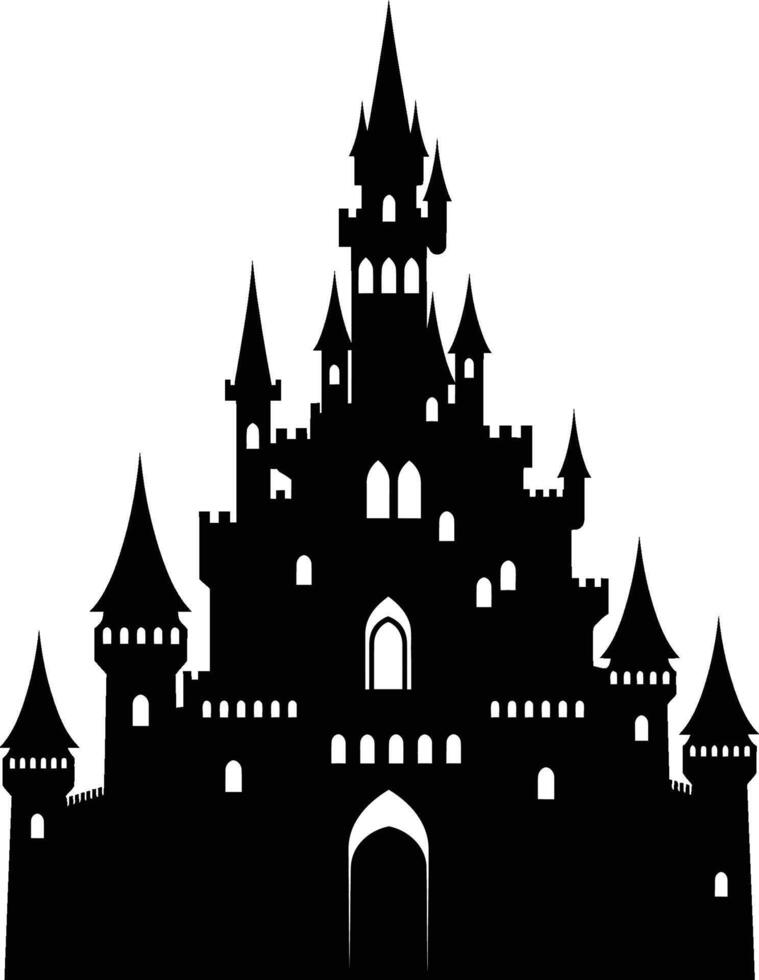 Fairytale Castle Silhouette - Magical Kingdom Illustration vector