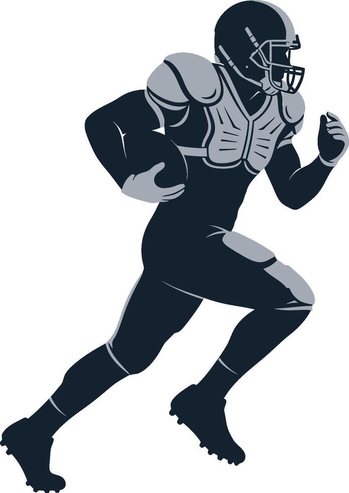 American Football Player Running with Ball Silhouette - Dynamic Sport vector