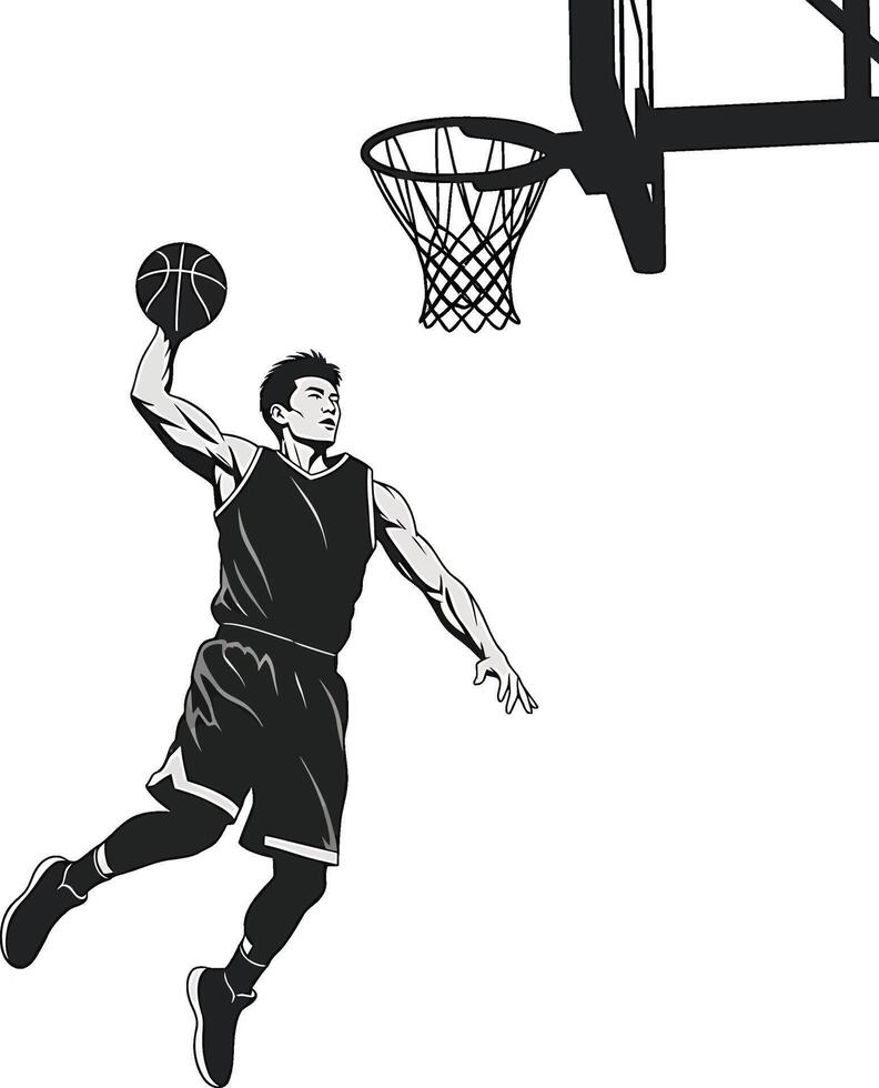 Basketball Player Dunking Silhouette vector
