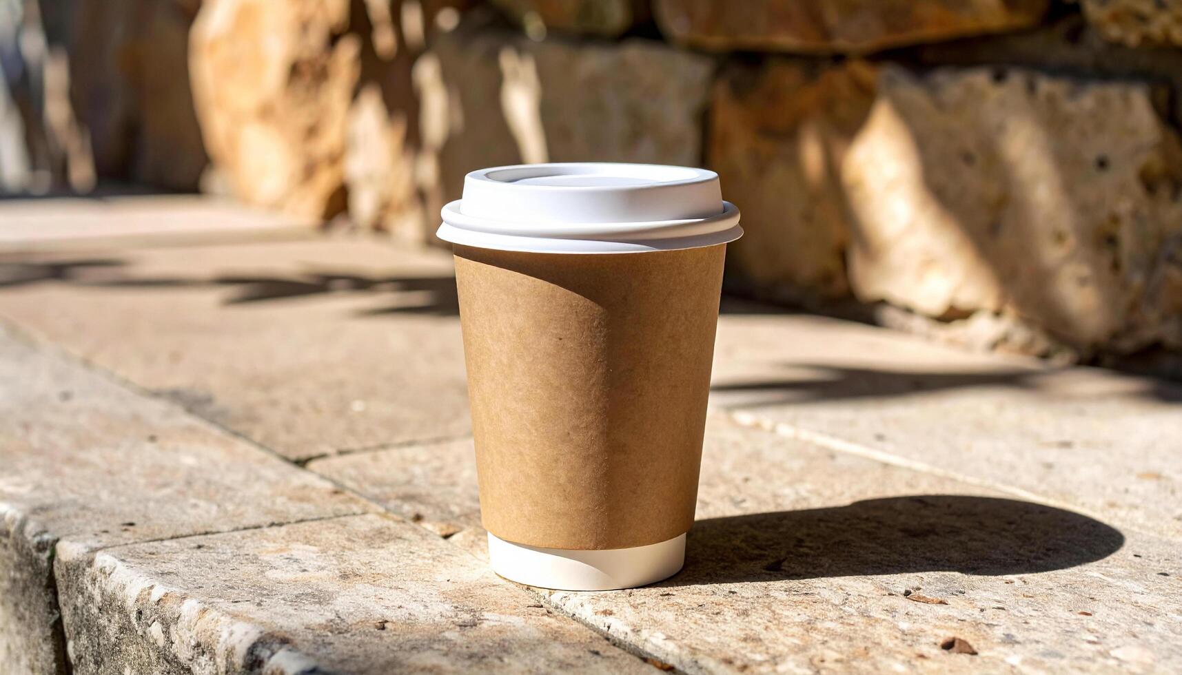 Plain Coffee Cup on Sandstone photo