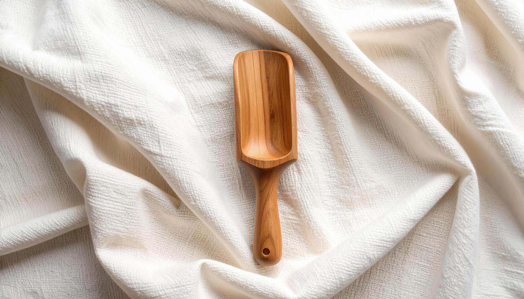 Wooden Pet Scoop on Fabric photo
