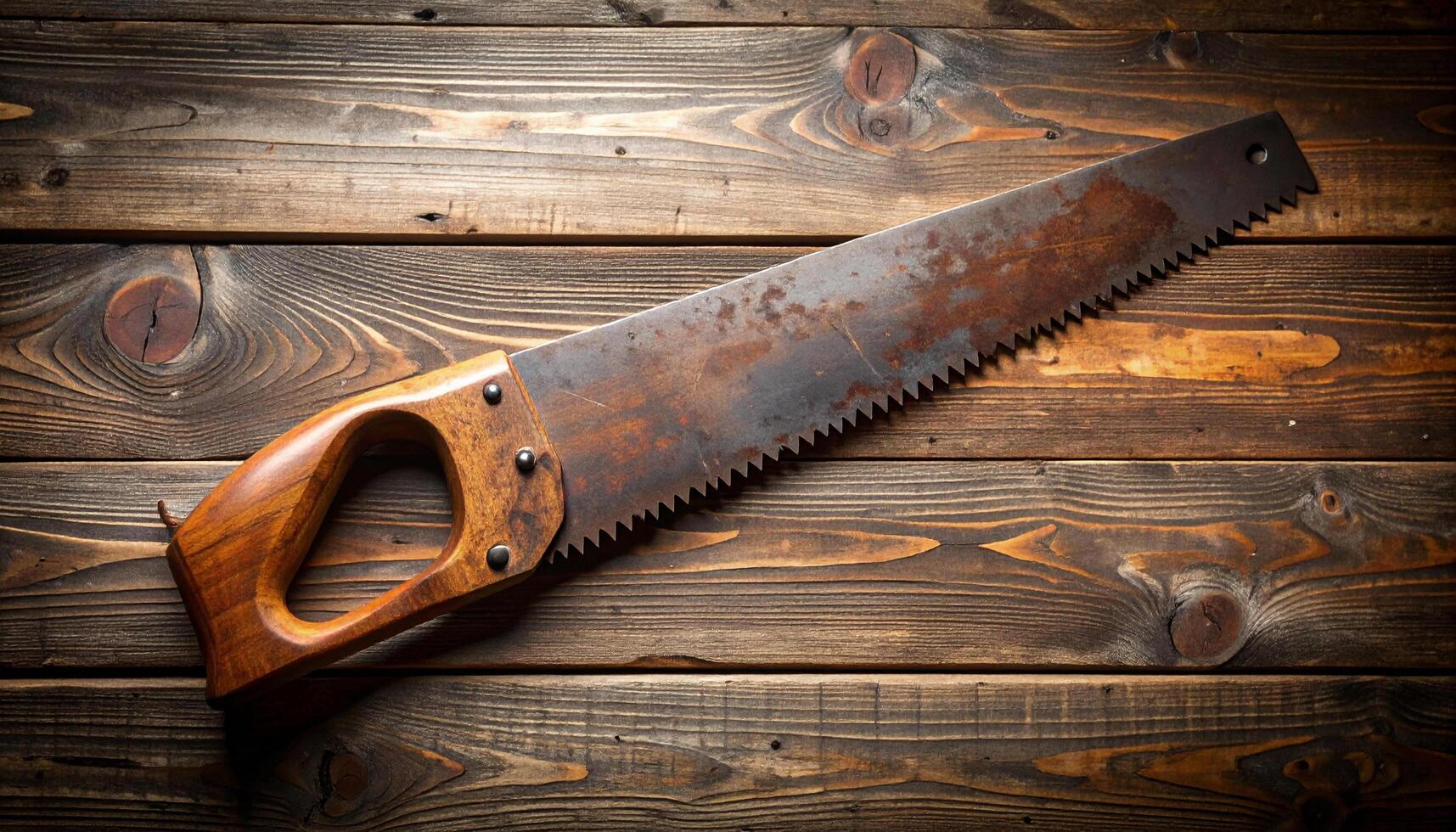 Vintage Saw on Workbench photo