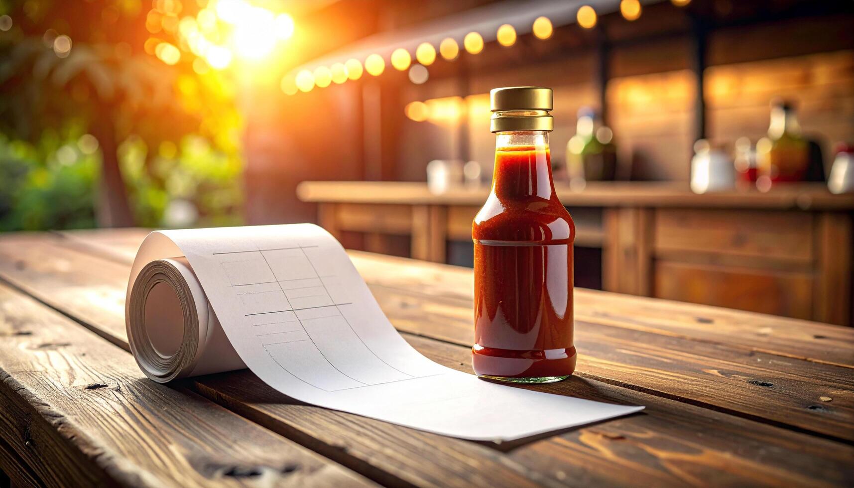 Thermal Food Cart Receipt on Wood photo