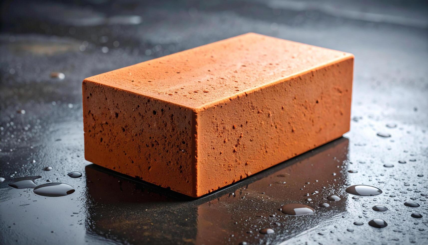 Red Clay Brick on Wet Concrete photo