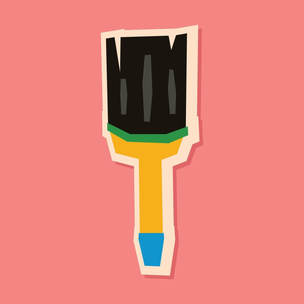 Flat Brush Sticker with Flat Soft Color Palette in Cutout Style vector