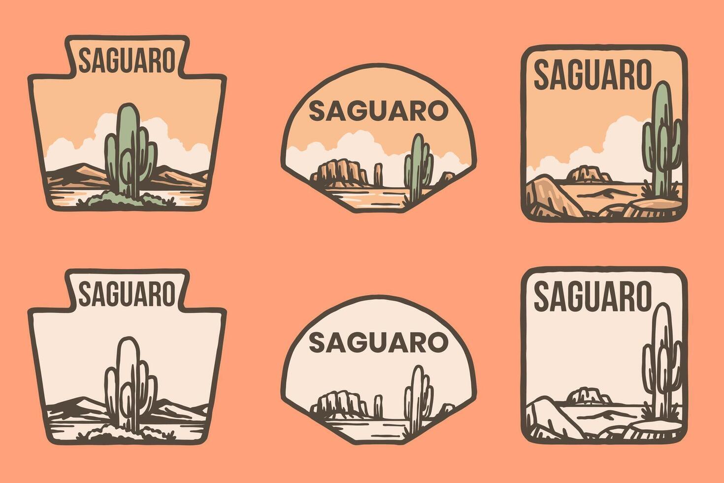Desert Adventure Badges - Saguaro Cactus Collection vector