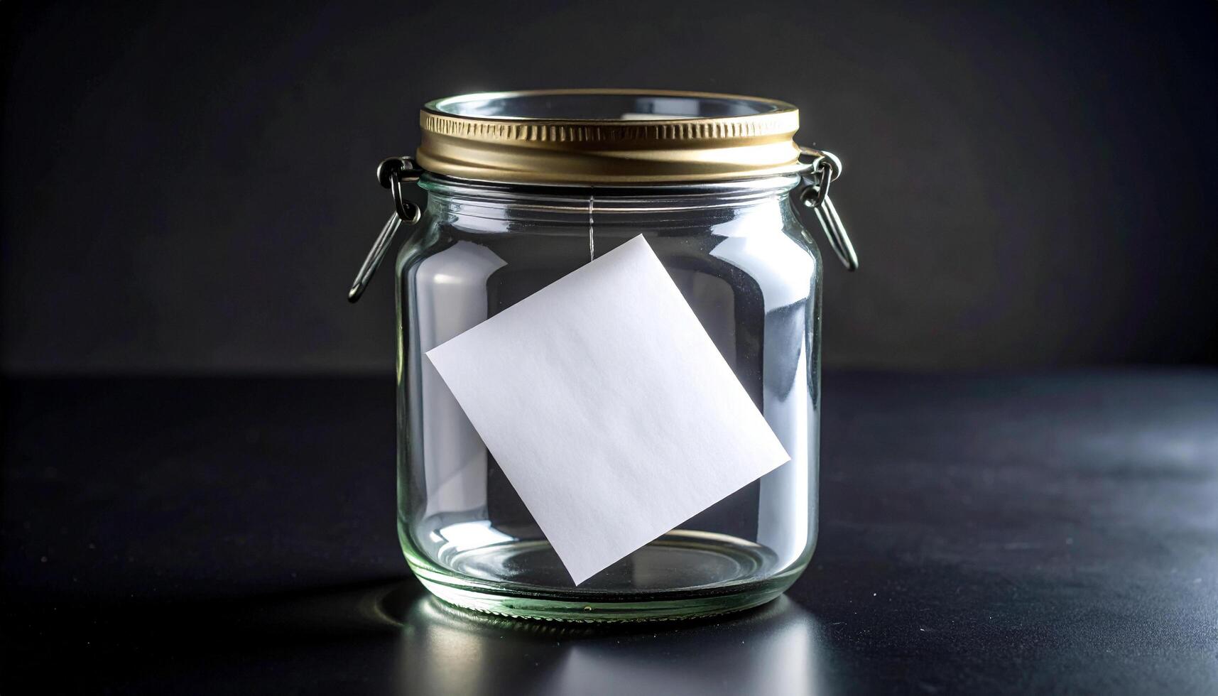 Paper Inside Glass Jar on Black Surface photo