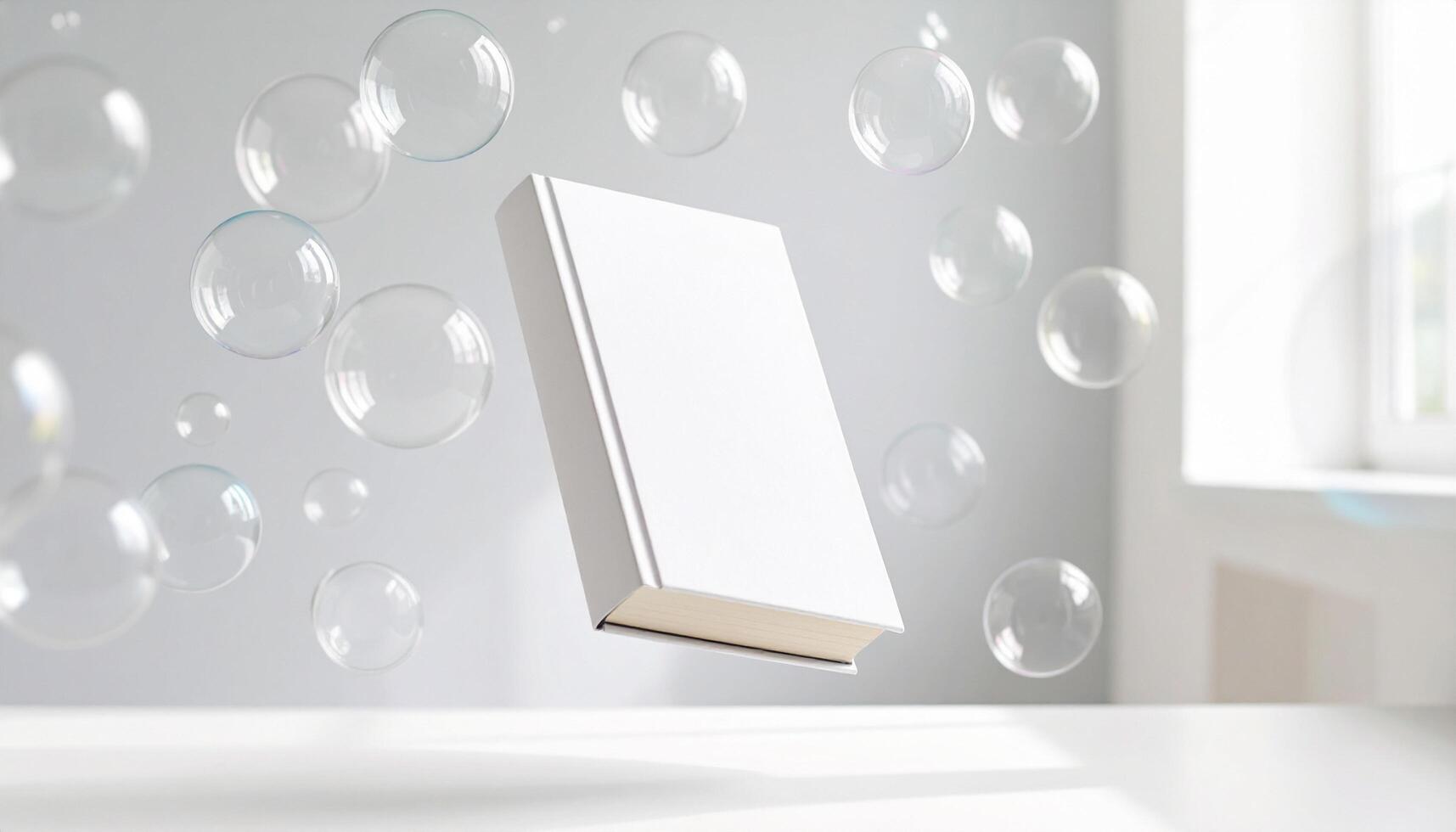 Plain Book Floating Among Soap Bubbles photo