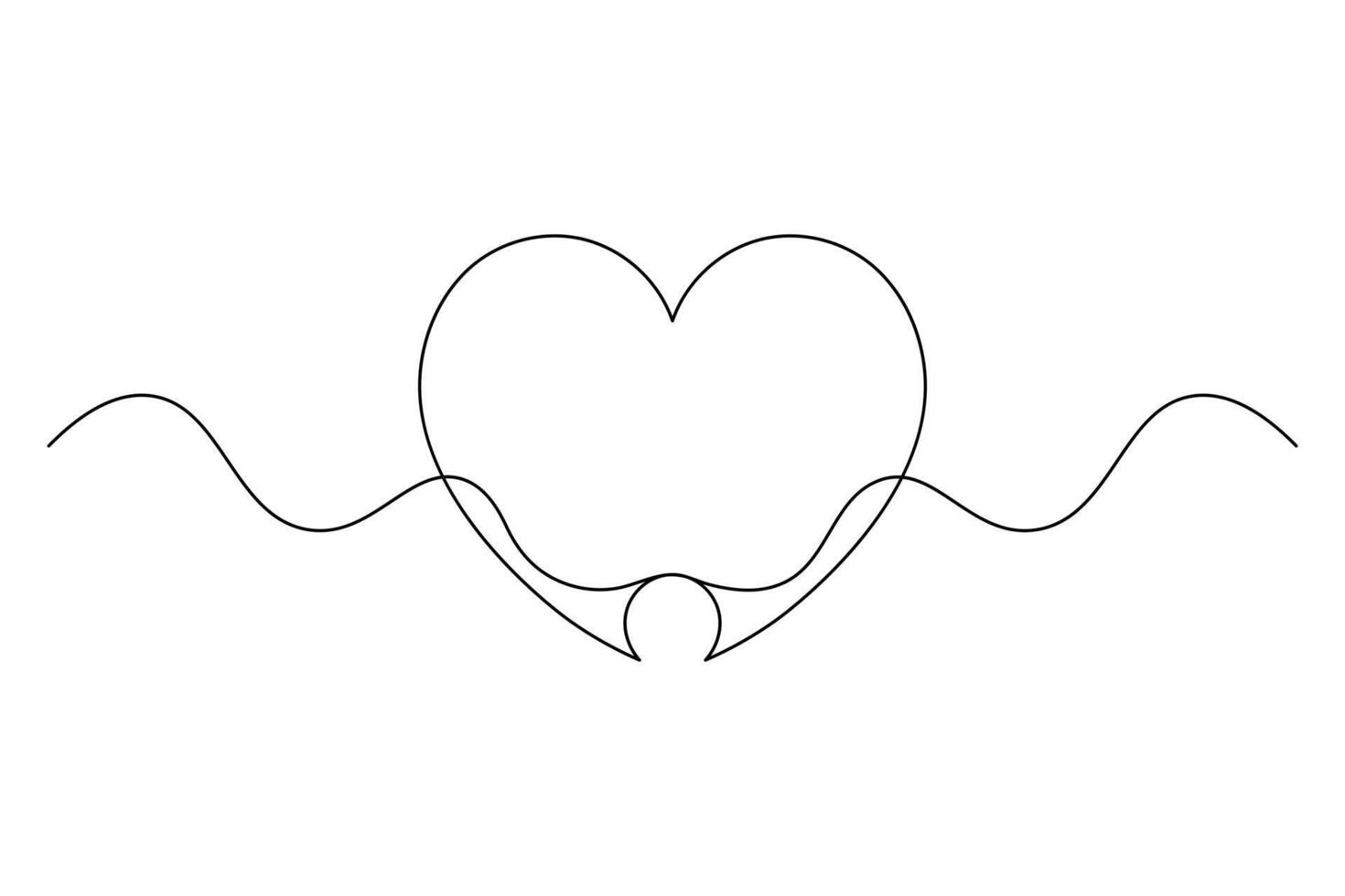 Minimalist Heart with Wings Single Line Art Romantic' Continuous Line Drawing vector