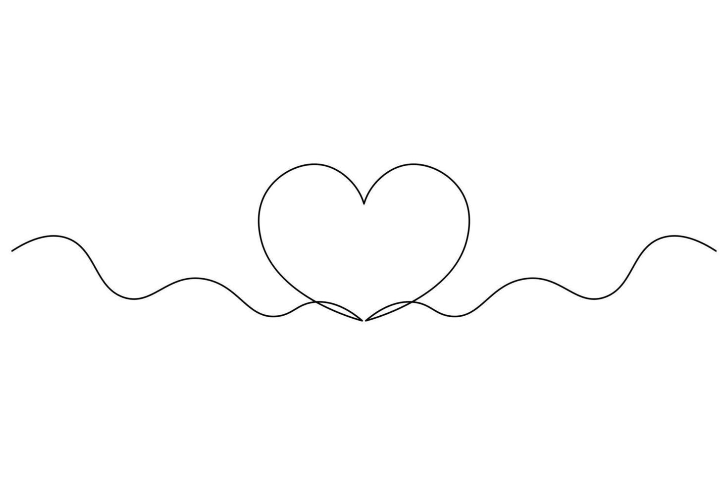Minimalist Heart with Wings Single Line Art, Romantic Continuous, Line Drawing vector