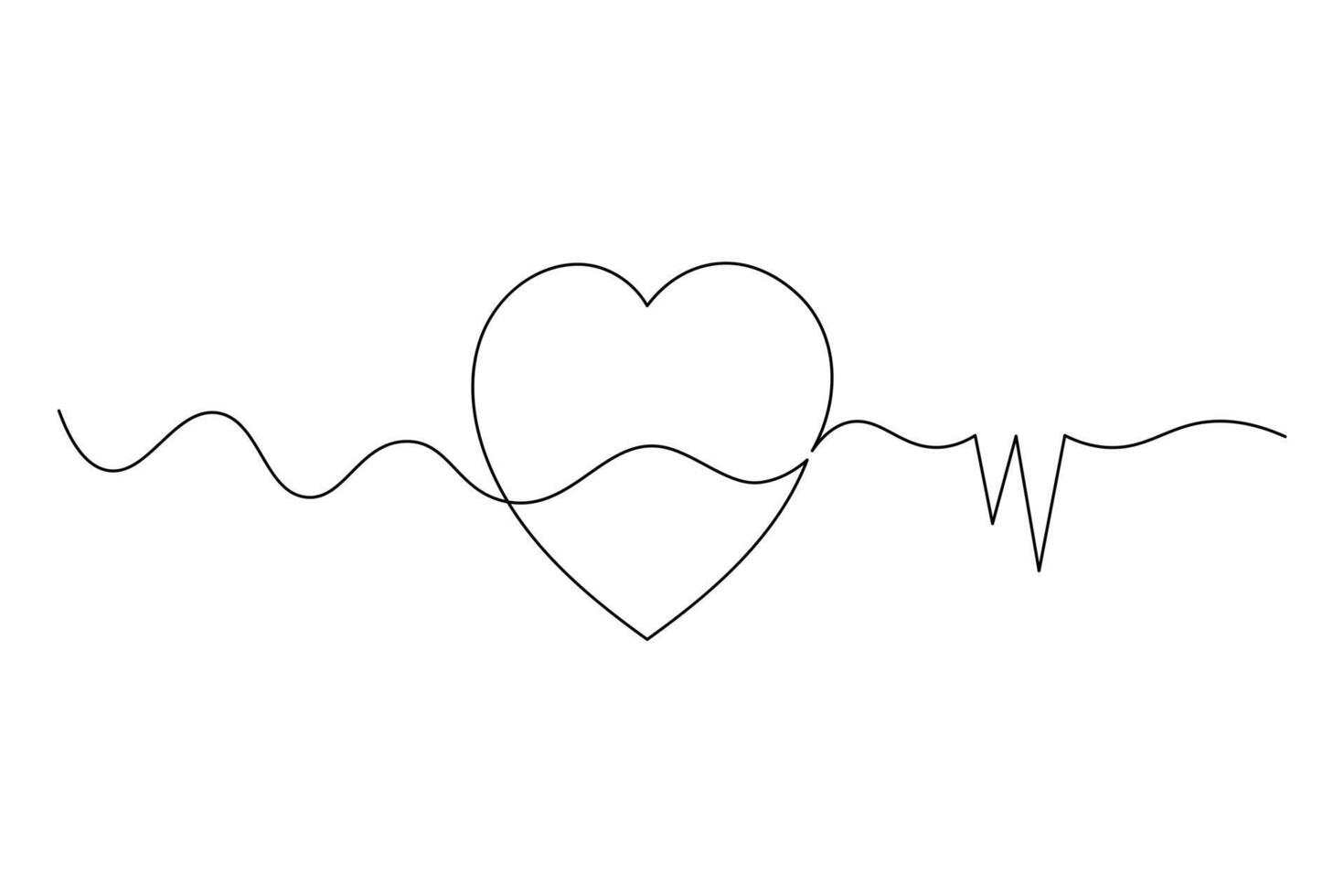 Minimalist Heart with Wings Single Line, Art Romantic Continuous Line Drawing vector