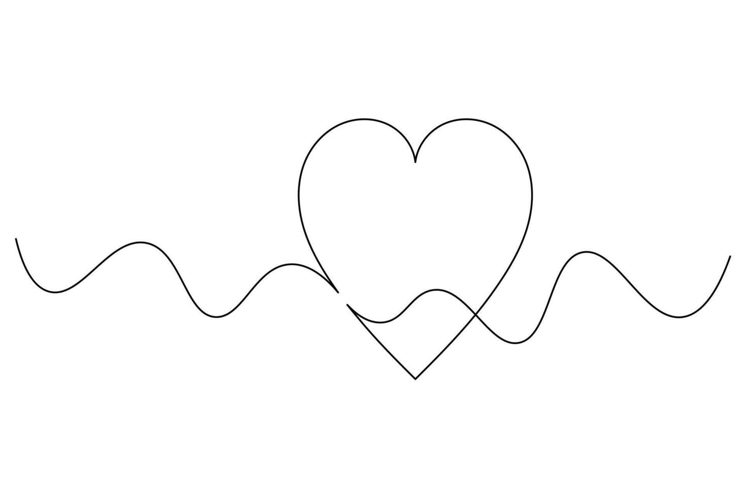 Minimalist Heart, with Wings Single Line Art Romantic Continuous Line Drawing vector