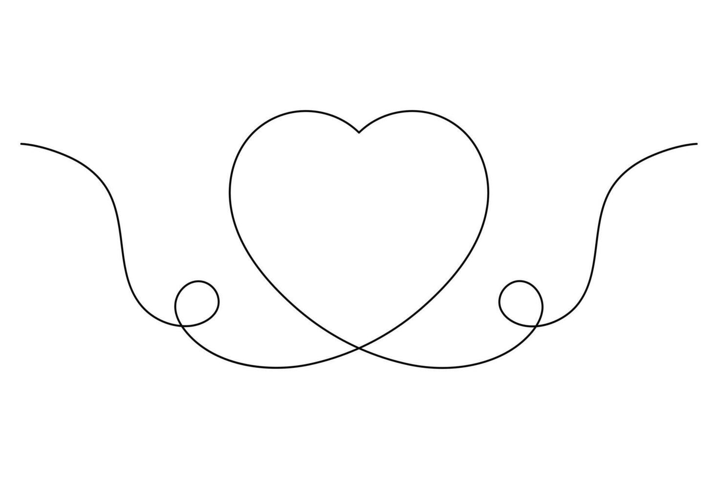 Elegant Heart Divider, Continuous Single Line Art Love Border for Cards Invitations vector