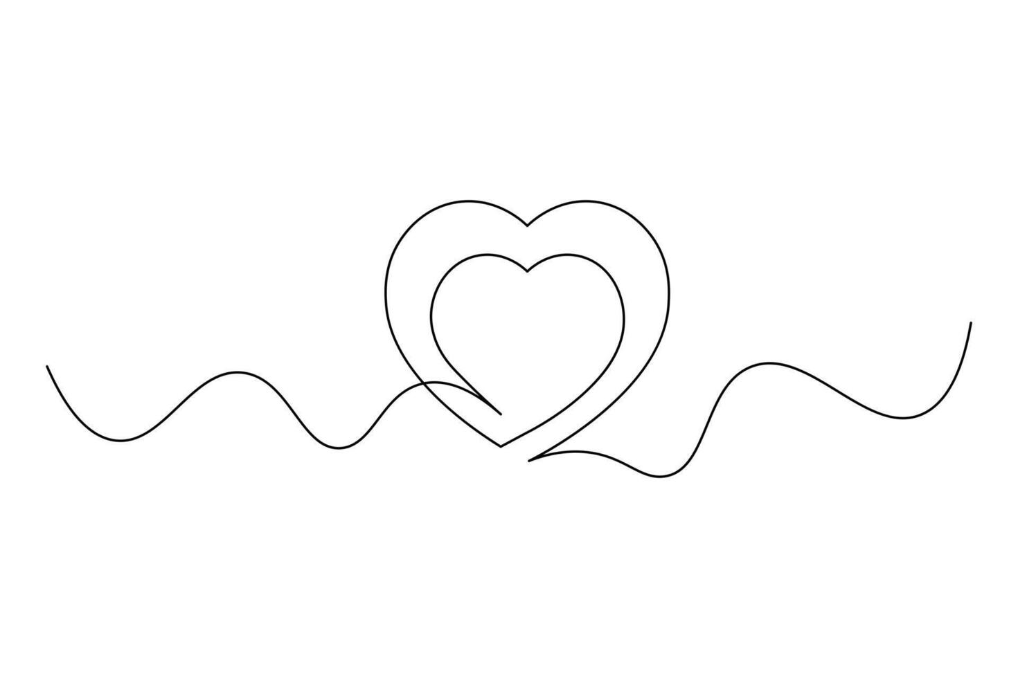 Minimalist Heart with Wings Single Line Art Romantic Continuous, Line Drawing vector
