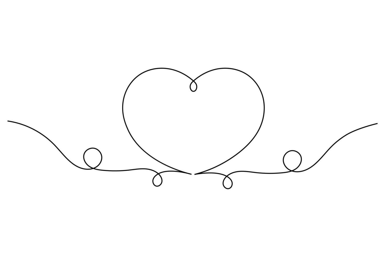 Elegant Heart Divider. Continuous Single Line Art Love Border for Cards Invitations vector