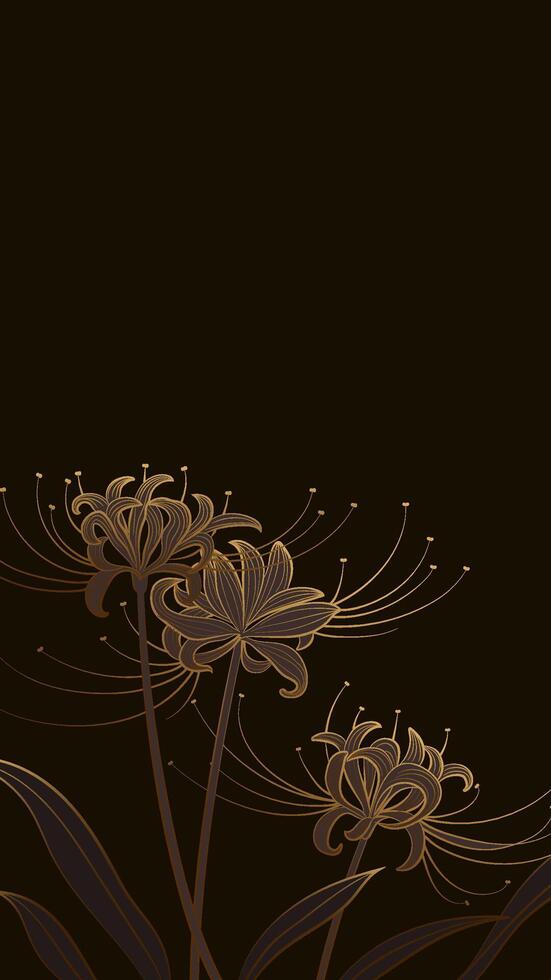 Dark background Vertical linear floral illustration vector