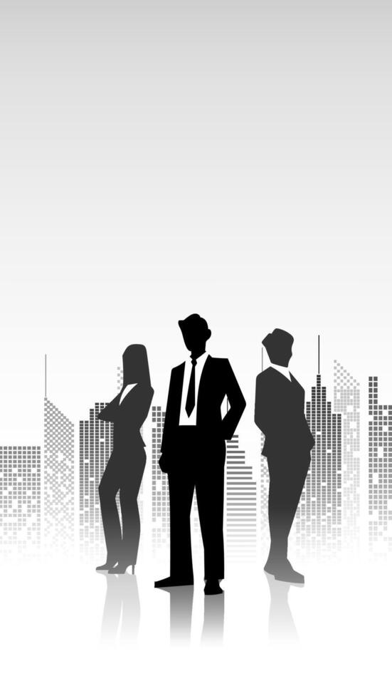 Vertical business background illustration Abstract city and business people silhouetted vector
