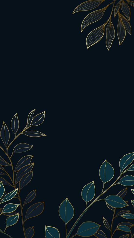 Vertical linear plant illustration on a dark background vector