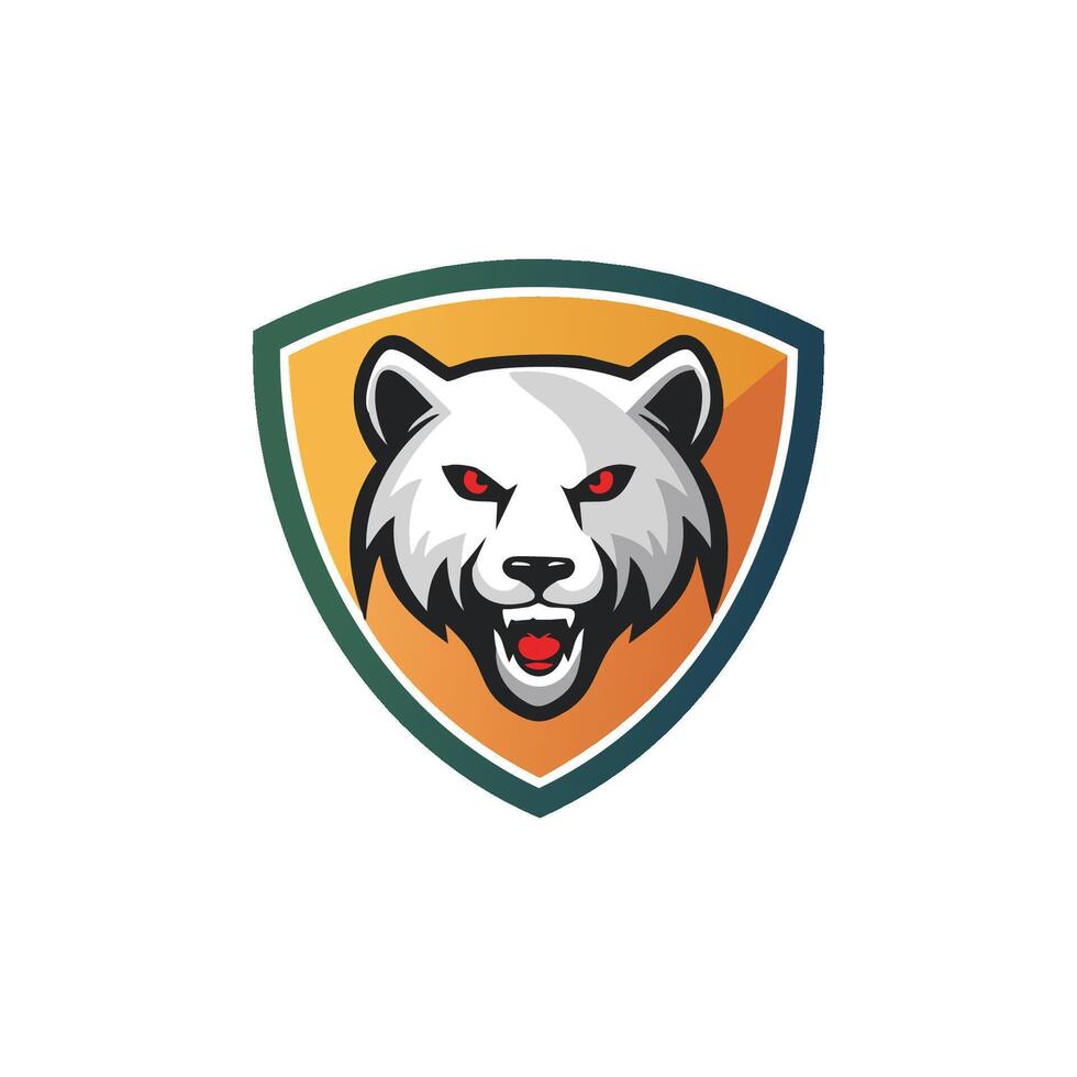 An angry bear head on a shield vector