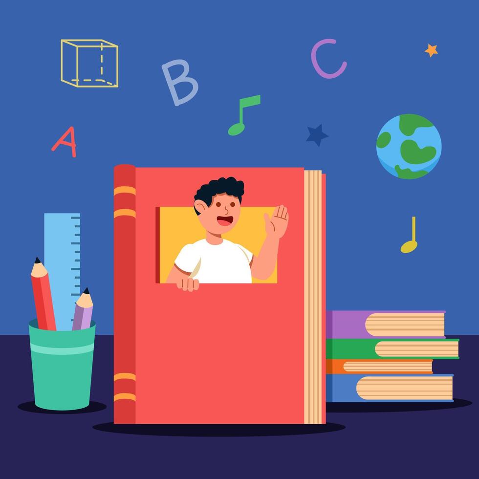 Take A Look From Window Book vector