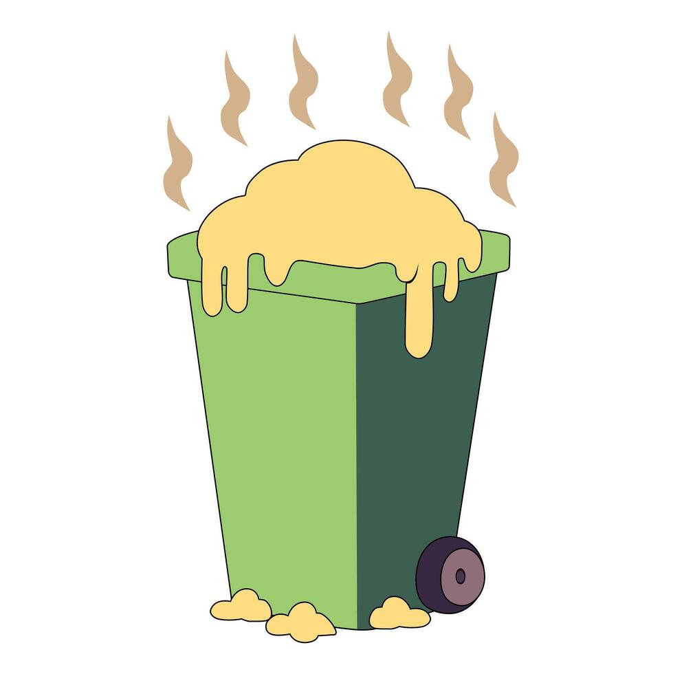 Cartoon Smelly Trash Garbage Simple Design Icon Digital vector