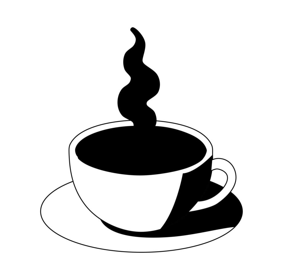 Cartoon Silhouette Simple Logo Coffee Icon Digital vector