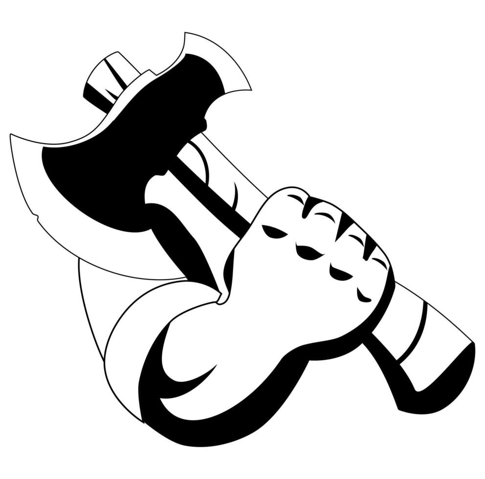 Cartoon Silhouette Simple Logo Hand Axe Throwing Simple Design Icon Digital vector