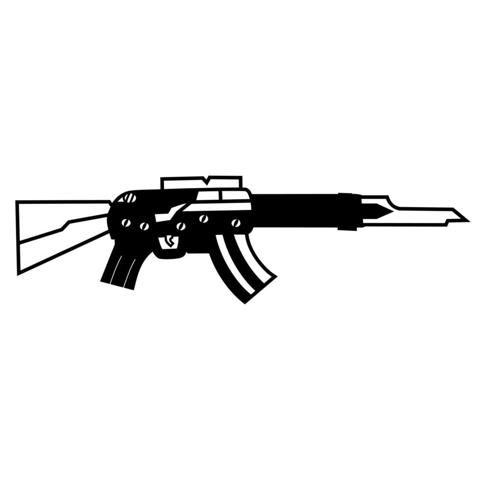 Cartoon Black And White Semi Auto Riffle Simple Design Icon Digital vector