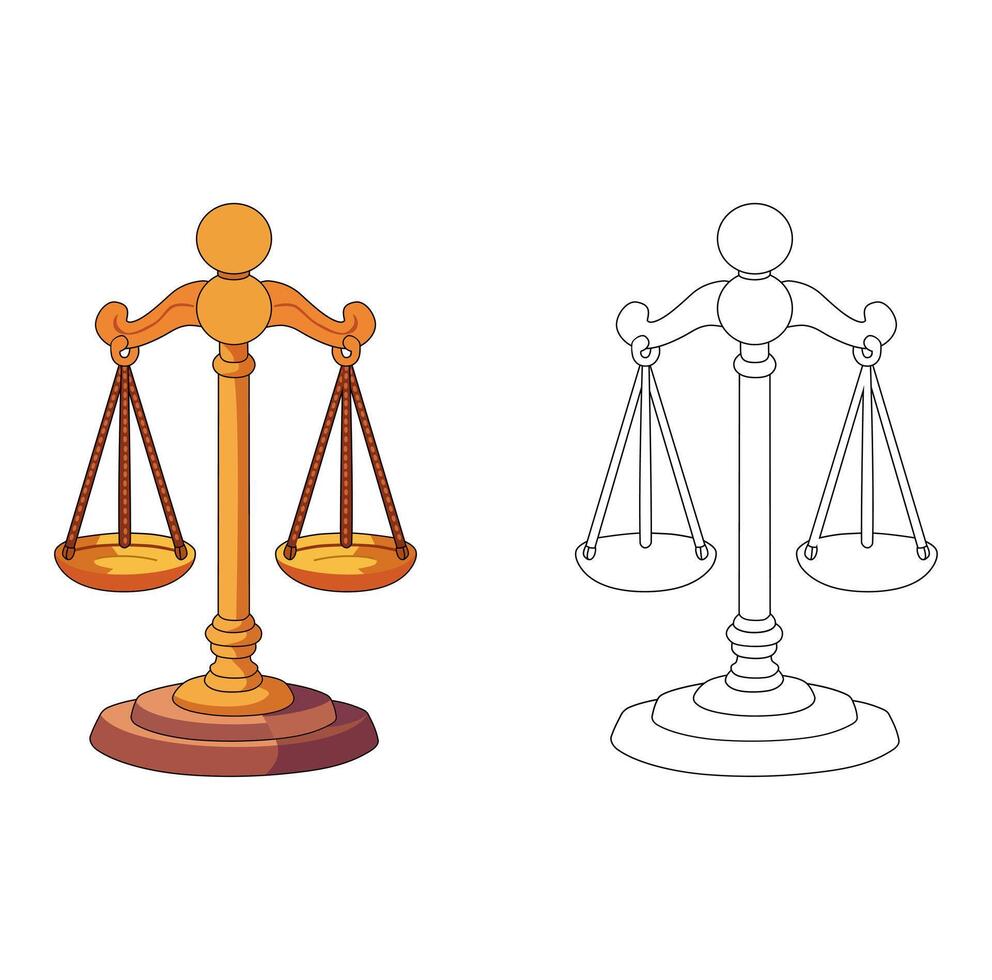 Cartoon Coloring Art Scale Of The Judgement Simple Design Icon Digital vector