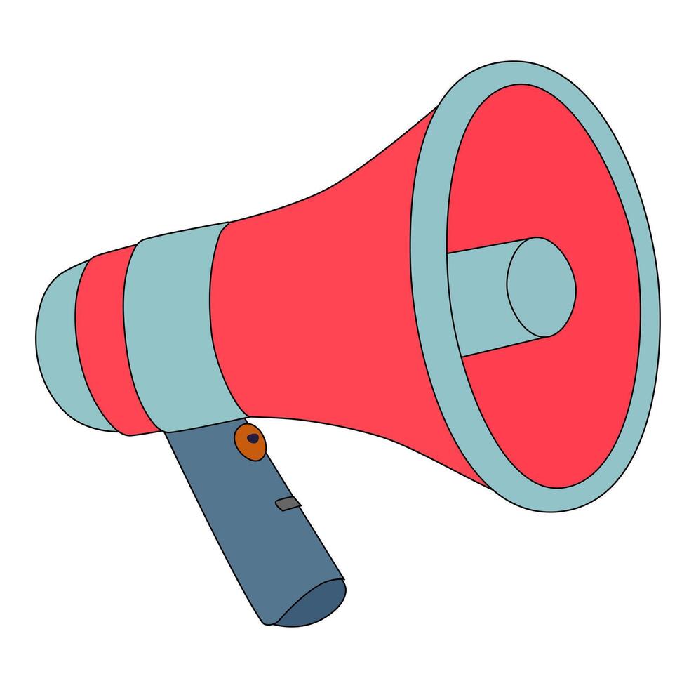 Cartoon Red Megaphone Simple Design Icon Digital vector