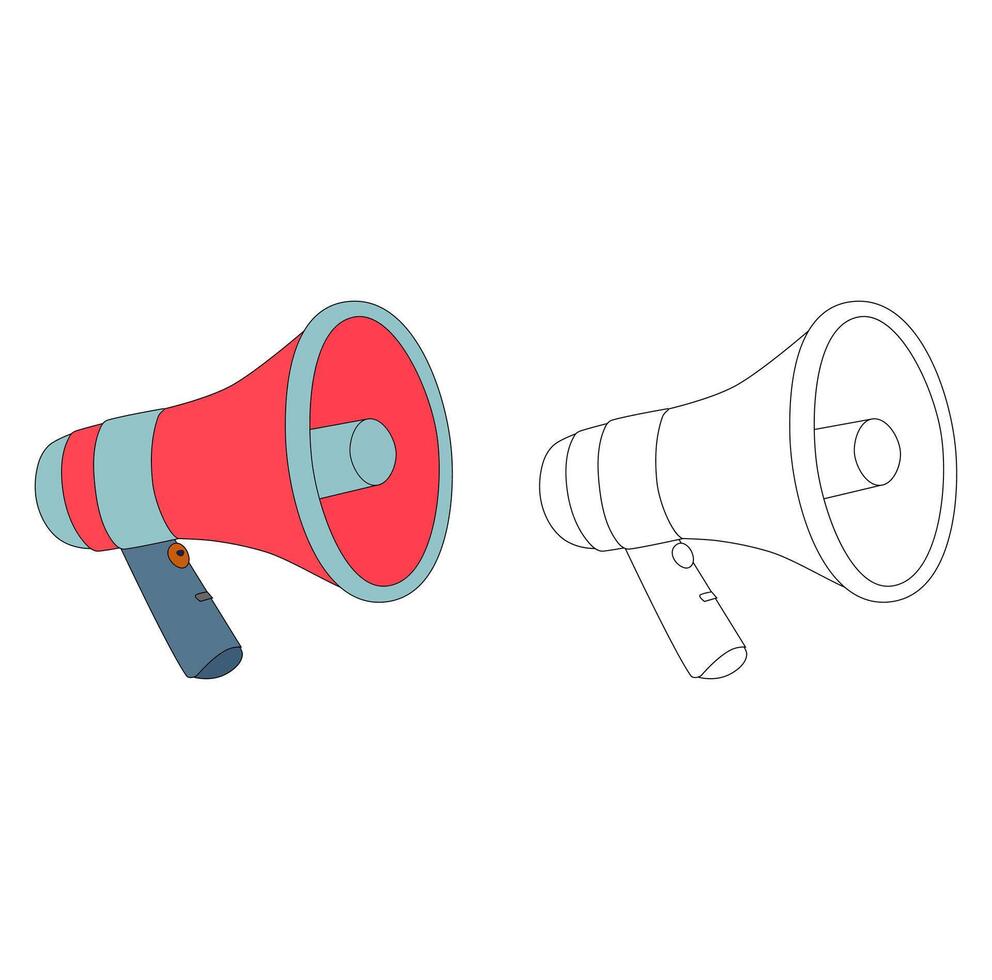 Cartoon Coloring Art Red Megaphone Simple Design Icon Digital vector