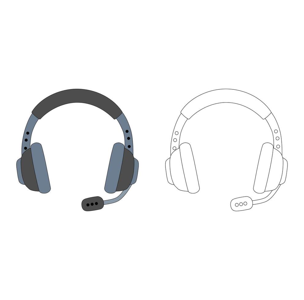 Cartoon Coloring Art Headphone Simple Design Icon Digital vector