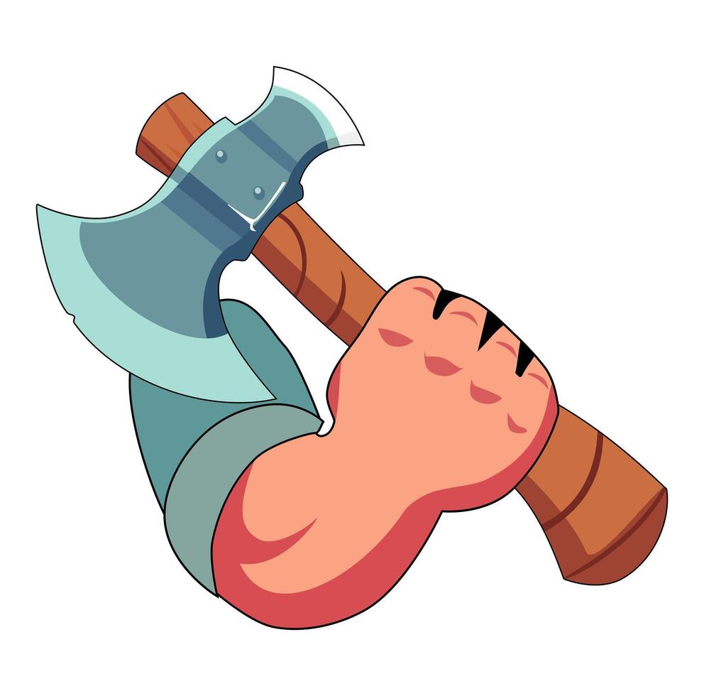 Cartoon Hand Grip Axe Throwing Simple Design Icon Digital vector