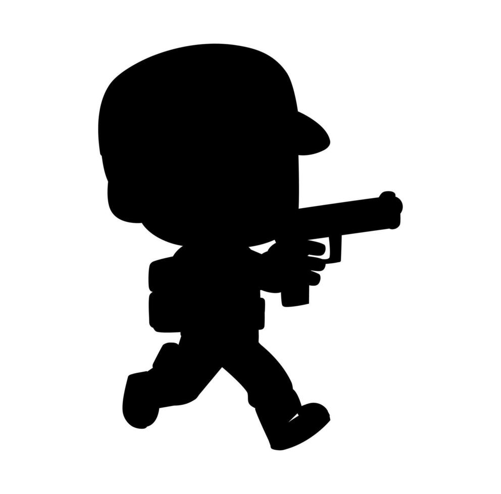 Cartoon Shadow Man Army Running In A Battle Field Simple Design Icon Digital vector