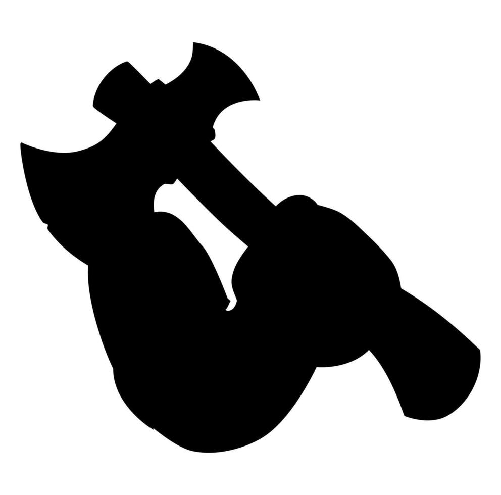 Cartoon Muscel Hand Grip Axe Throwing Simple Design Icon Digital vector