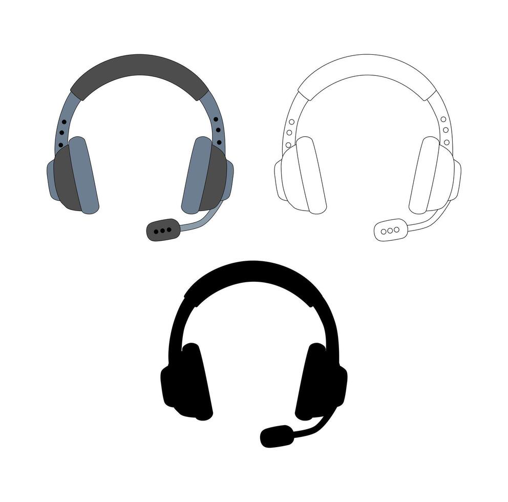 Cartoon Set Collection Headphone Simple Design IconDigital vector