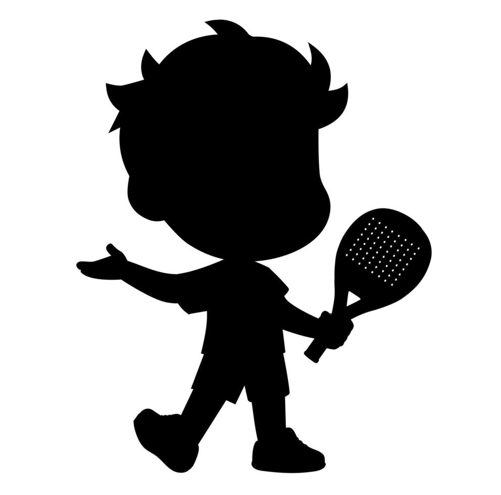 Cartoon Silhouette Kids Playing Paddle Simple Design Icon Digital vector