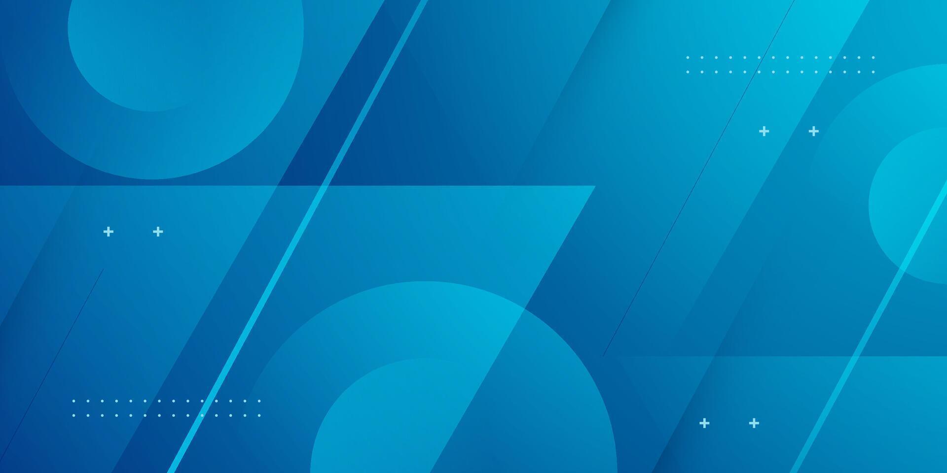 Abstract blue futuristic overlap triangle and circle shapes pattern background. Simple and trendy banner background concept. vector