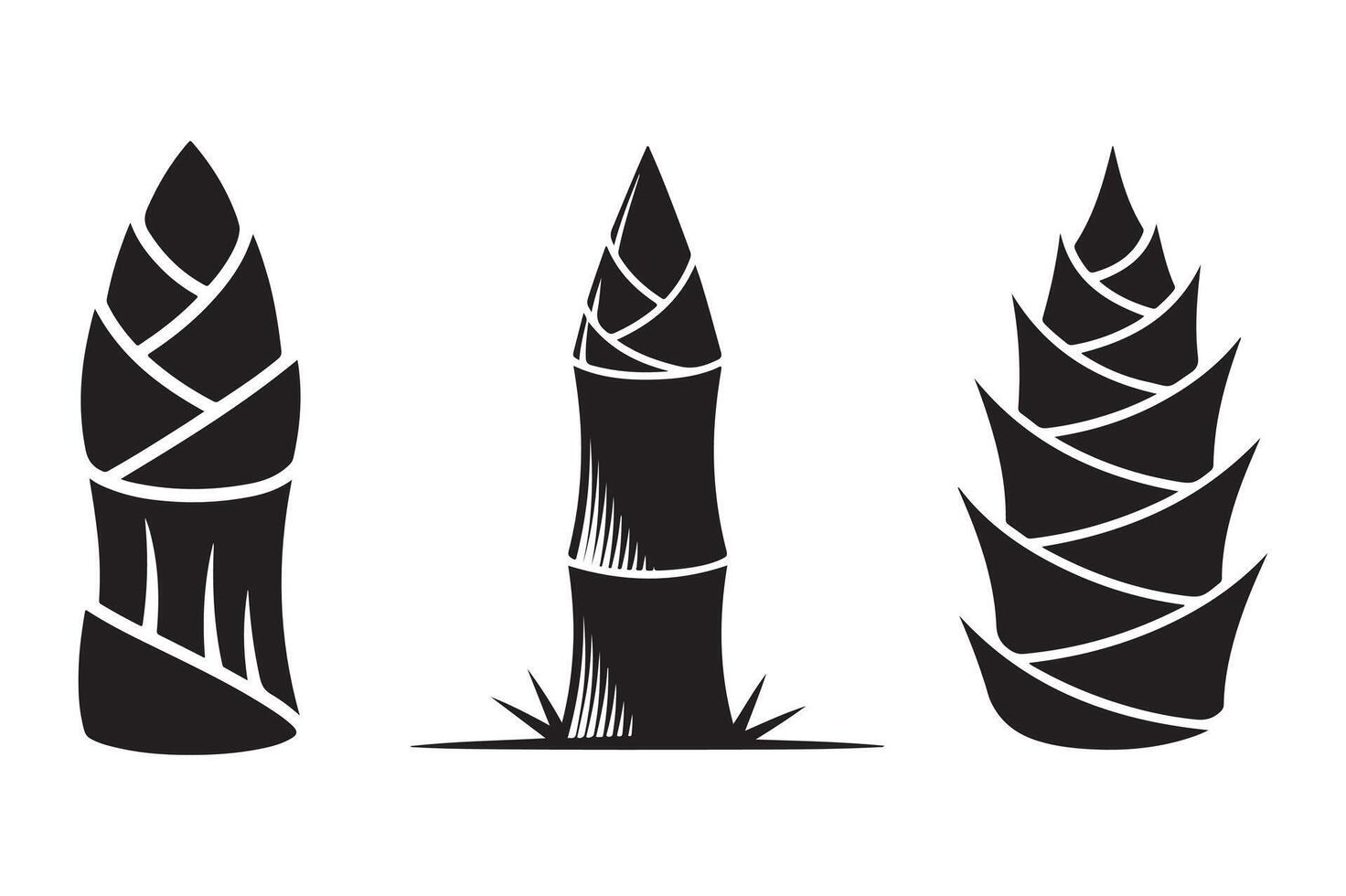 Three black bamboo shoots plant nature vector