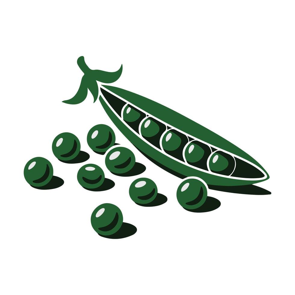 Green pea pod with scattered peas vegetable vector