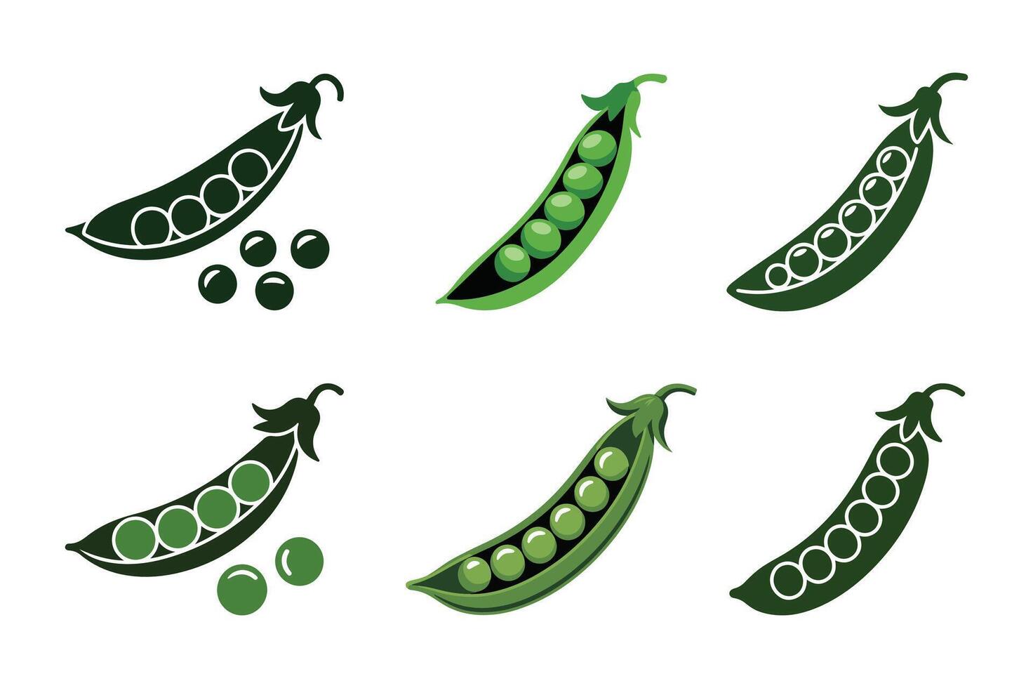Green pea pods with peas vegetable food vector