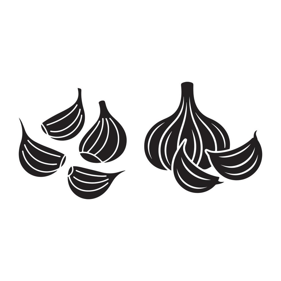 Black garlic bulb cloves ingredient food vector